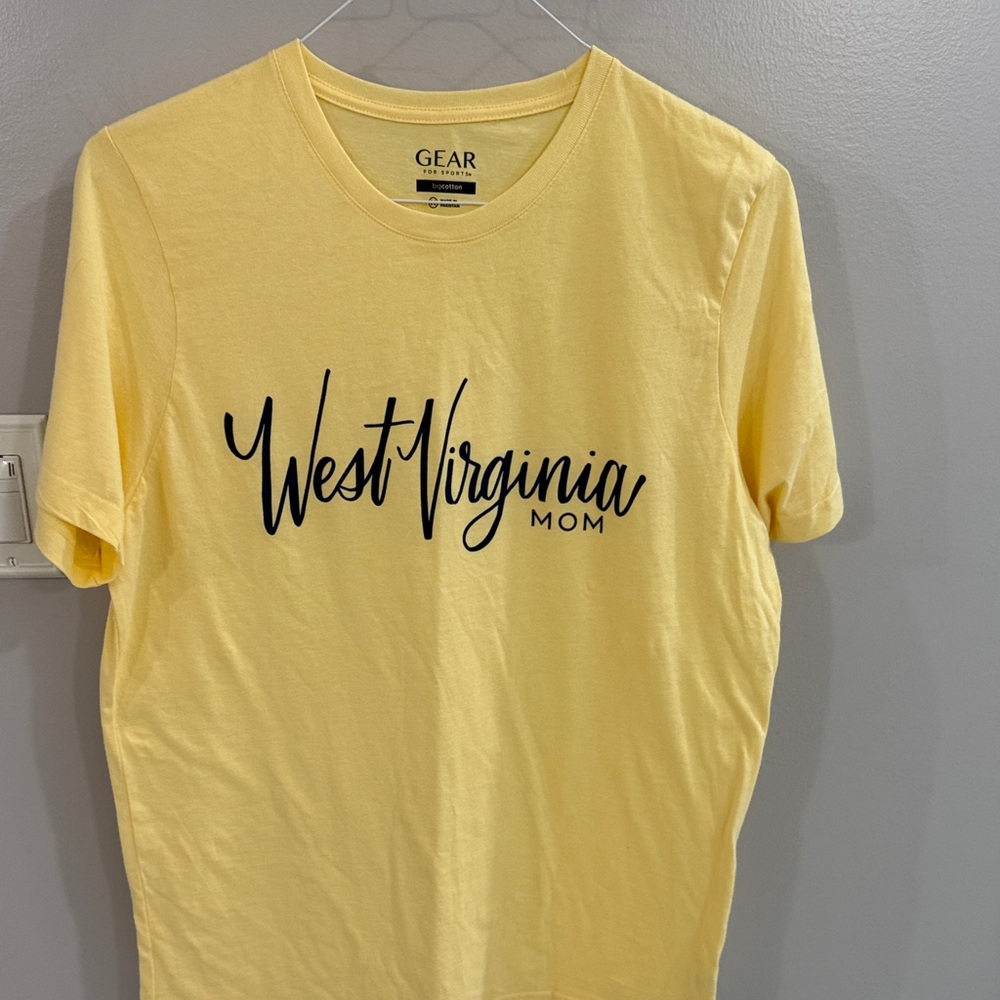 WVU mom pale yellow Women’s shirt, Medium